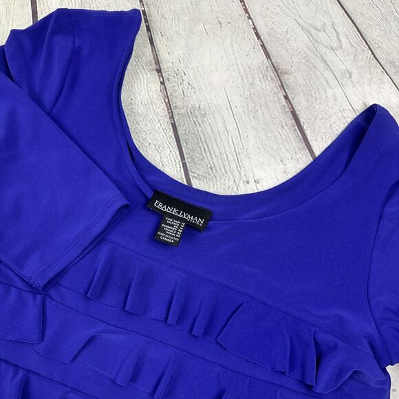 Frank Lyman purple frill layered dress‎ size US12 UK14 - Picture 1 of 8